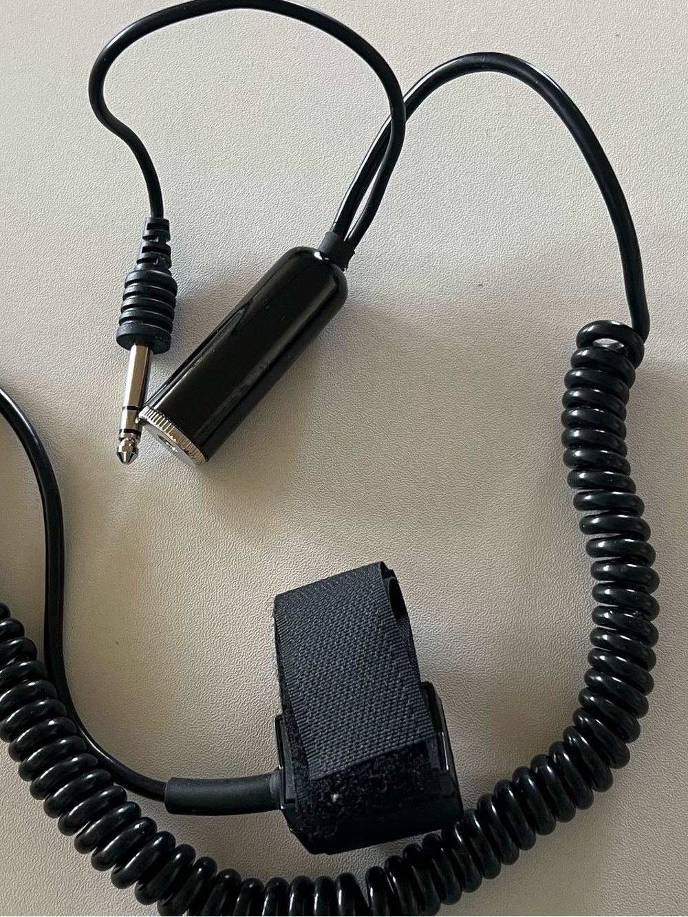 Black Coiled Audio Cable with 1/4" Plug and Velcro Strap